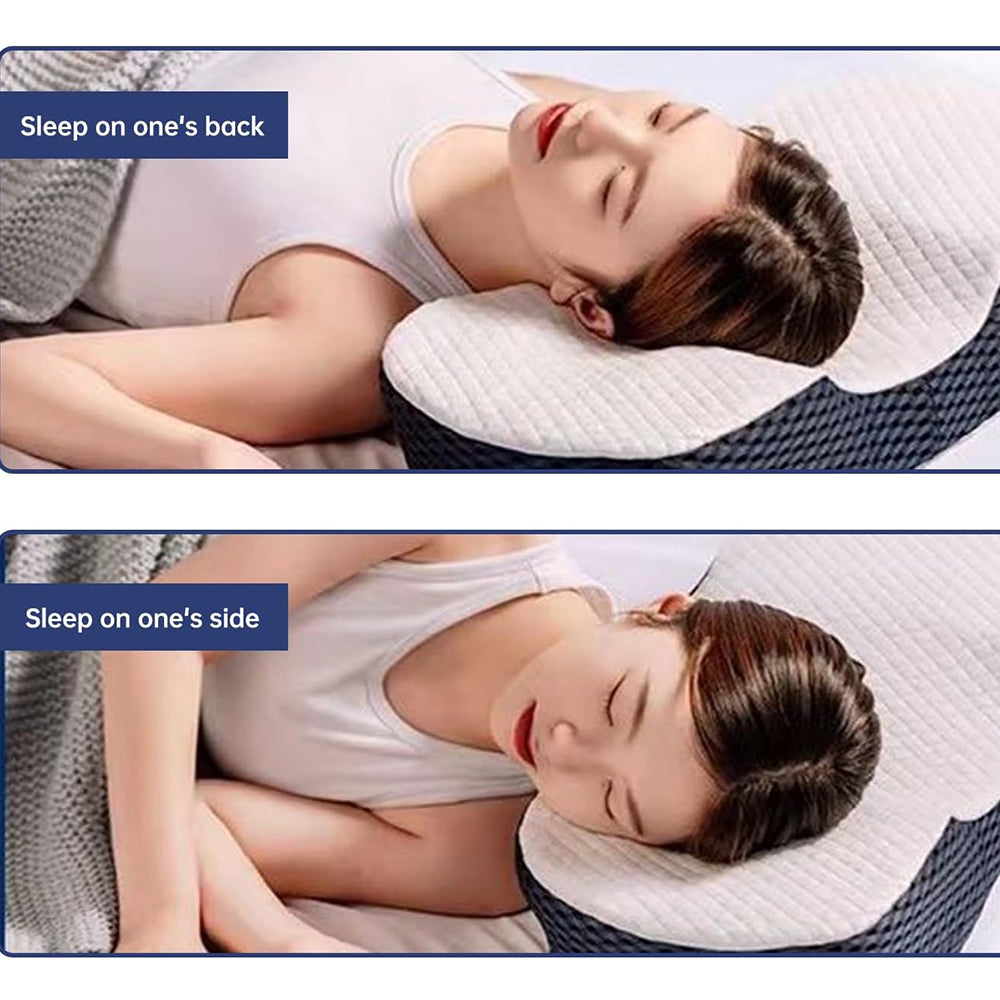 Ergonomic Cervical Pillow Memory Foam Neck Support Pillow for Side / Back Sleeper Navy