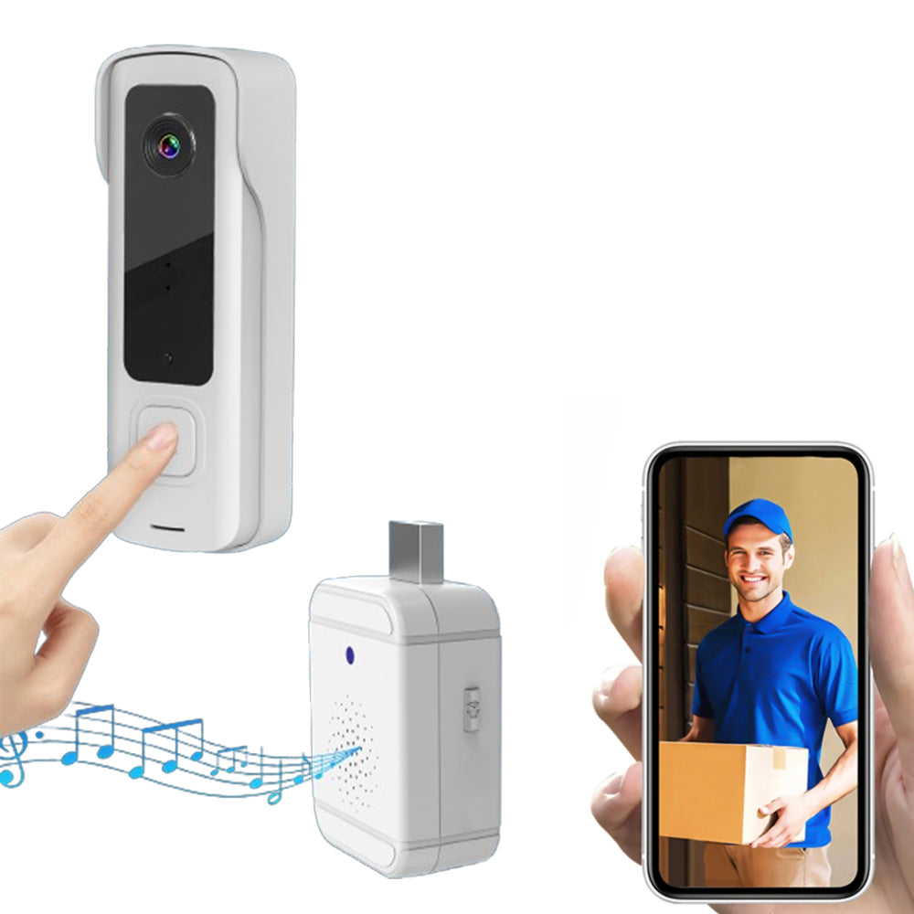 720P HD Smart Wireless Video Doorbell Motion Detection WIFI Security Doorbell Camera with Night Vision White