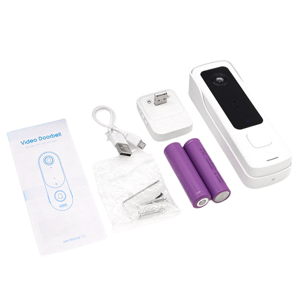 720P HD Smart Wireless Video Doorbell Motion Detection WIFI Security Doorbell Camera with Night Vision White