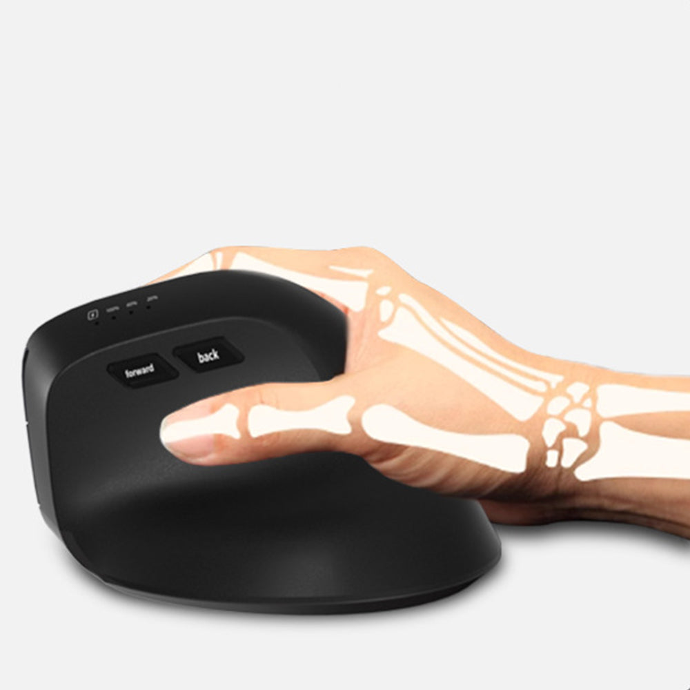 Vertical 3-Mode Ergonomic Mouse Rechargeable Wireless Mouse with 6 Buttons Black