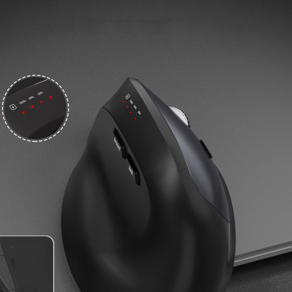 Vertical 3-Mode Ergonomic Mouse Rechargeable Wireless Mouse with 6 Buttons Black