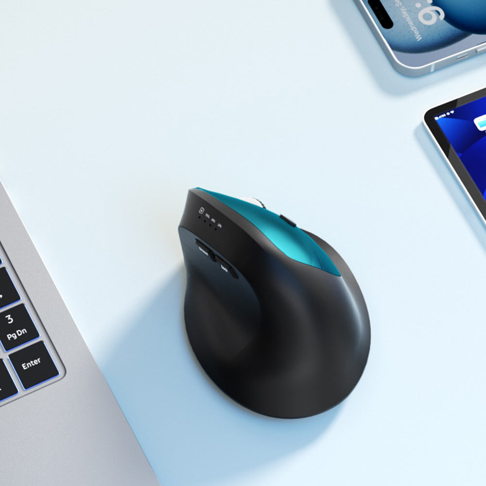Vertical 3-Mode Ergonomic Mouse Rechargeable Wireless Mouse with 6 Buttons Green