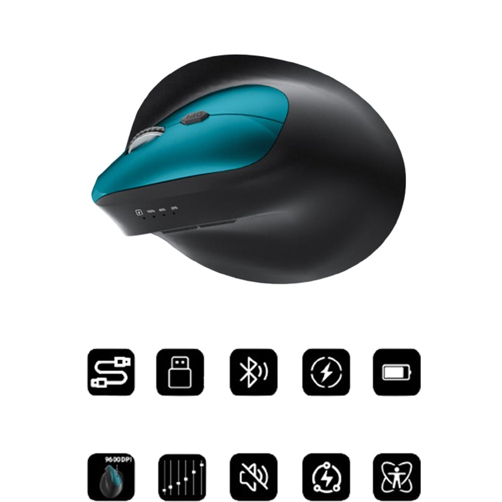 Vertical 3-Mode Ergonomic Mouse Rechargeable Wireless Mouse with 6 Buttons Green