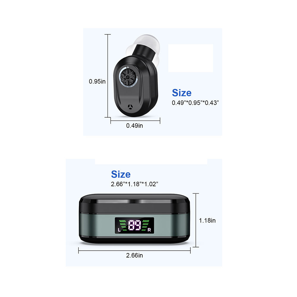 Digital In-Ear Hearing Aids Rechargeable Sound Amplifier for Seniors Hearing Loss Black