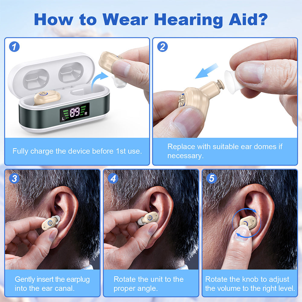 Digital In-Ear Hearing Aids Rechargeable Sound Amplifier for Seniors Hearing Loss Cuticolor