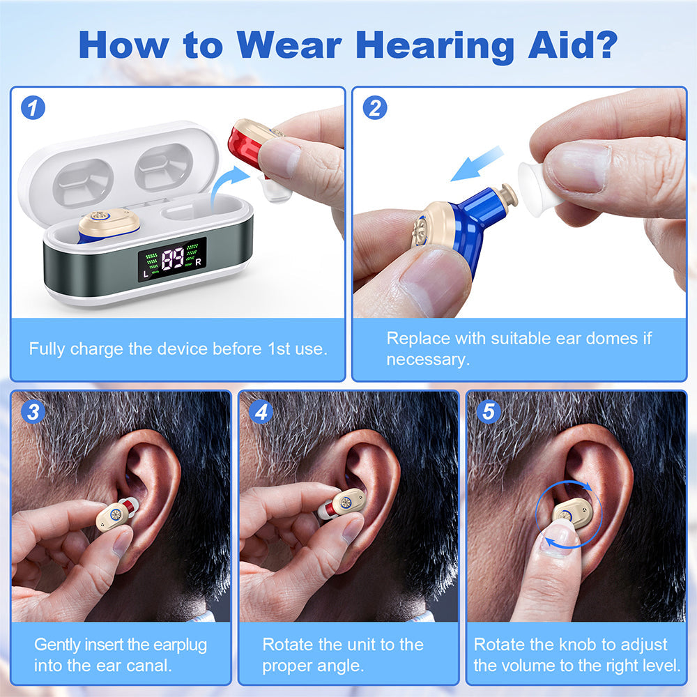 Digital In-Ear Hearing Aids Rechargeable Sound Amplifier for Seniors Hearing Loss Mix Color