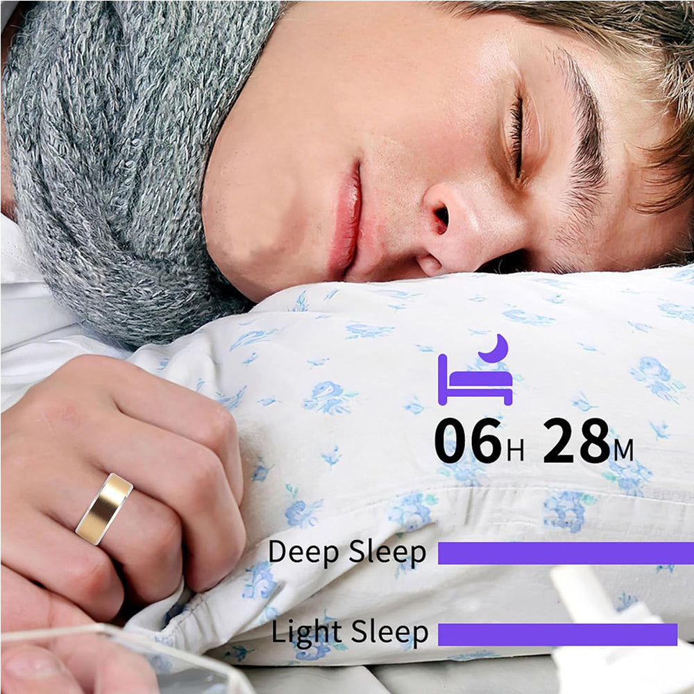 Smart Health Ring with Fitness Tracking Sleep Monitoring Gesture Control Compatible with Android iOS Gold