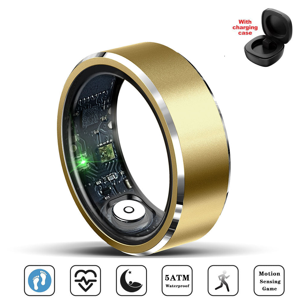 Smart Health Ring with Fitness Tracking Sleep Monitoring Gesture Control Compatible with Android iOS Gold