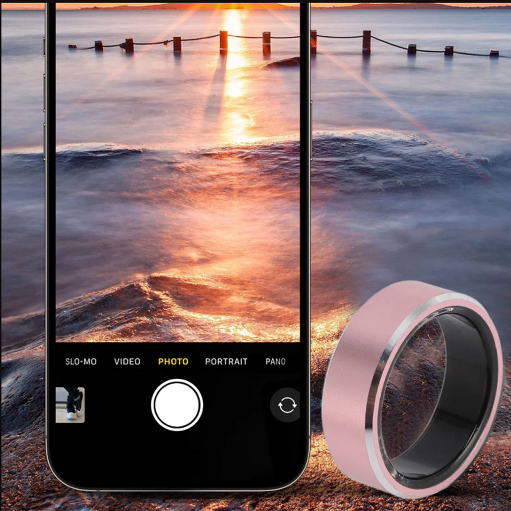 Smart Health Ring with Fitness Tracking Sleep Monitoring Gesture Control Compatible with Android iOS Pink