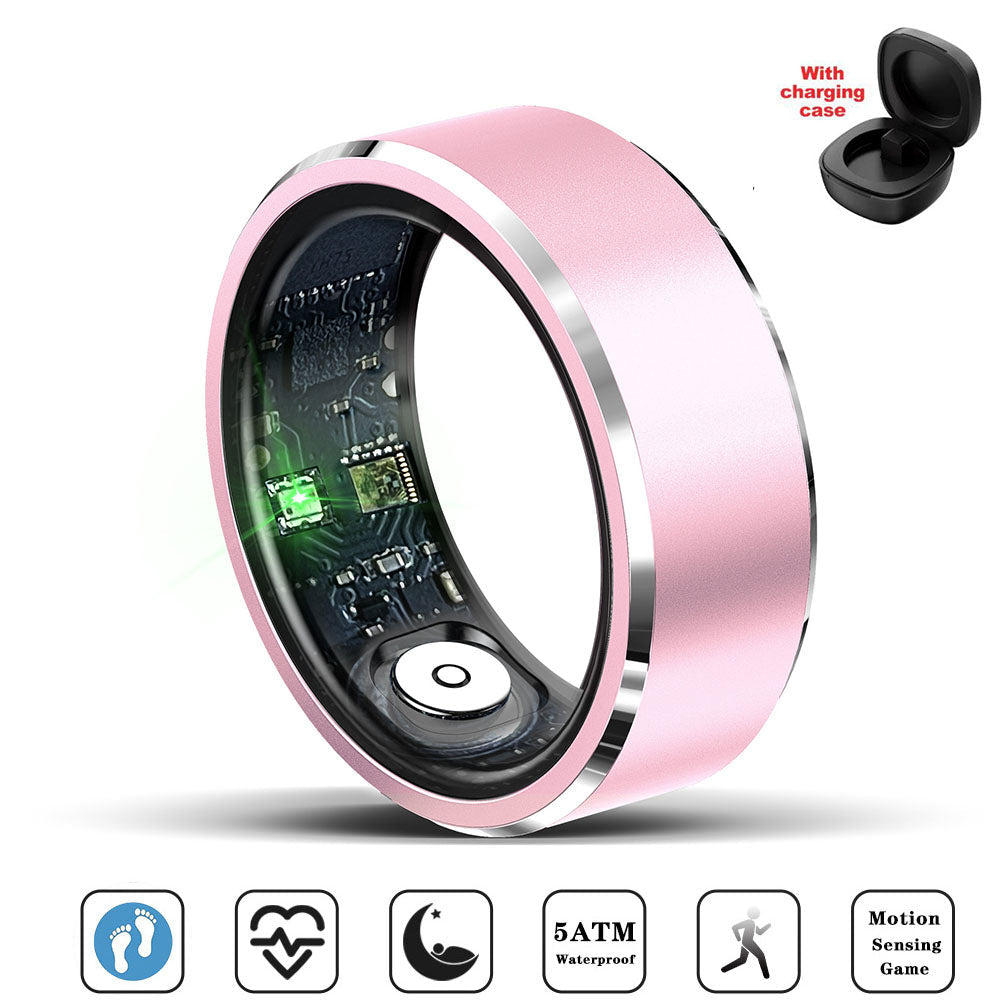 Smart Health Ring with Fitness Tracking Sleep Monitoring Gesture Control Compatible with Android iOS Pink