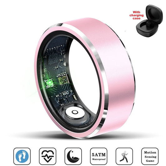 Smart Health Ring with Fitness Tracking Sleep Monitoring Gesture Control Compatible with Android iOS Pink