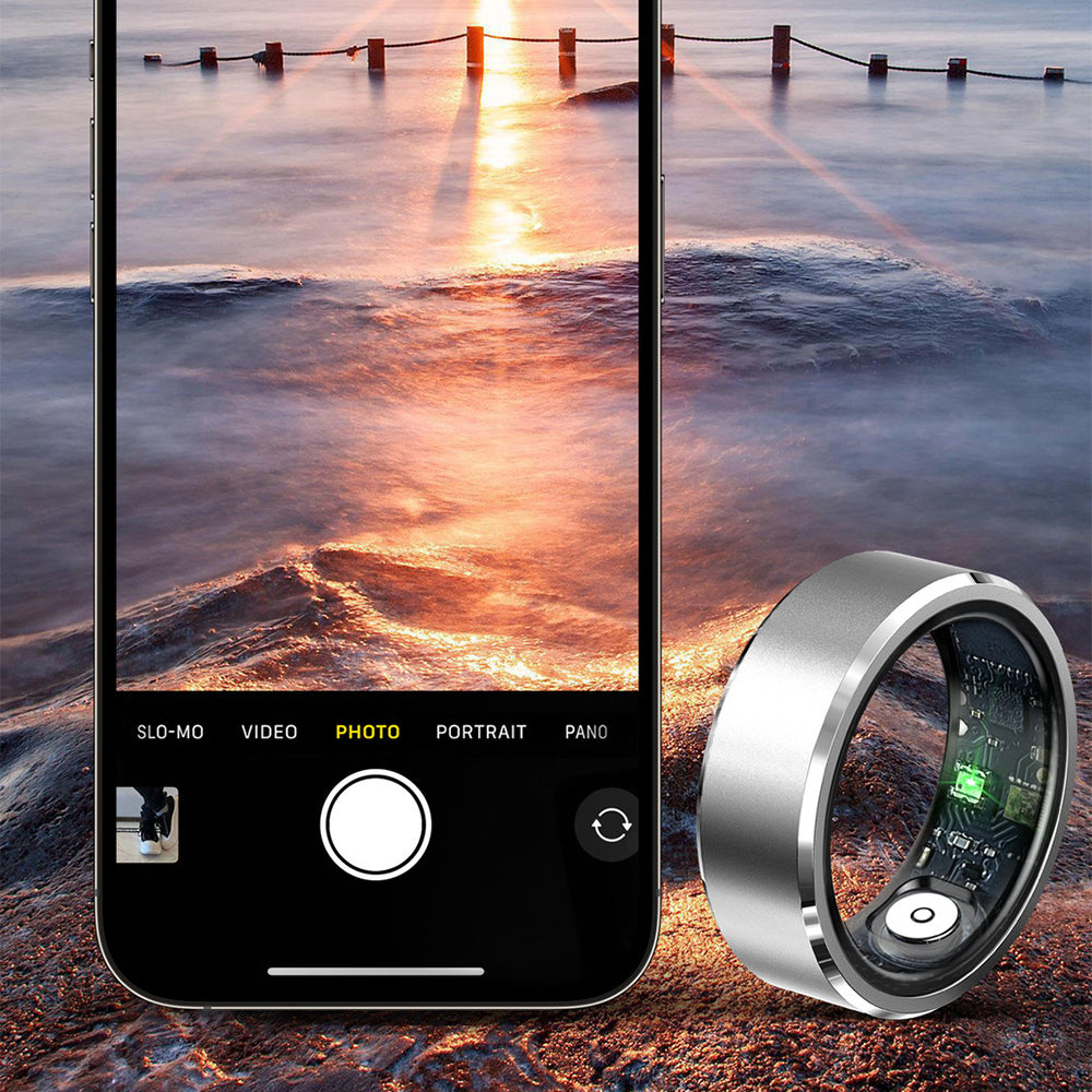 Smart Health Ring with Fitness Tracking Sleep Monitoring Gesture Control Compatible with Android iOS Silver