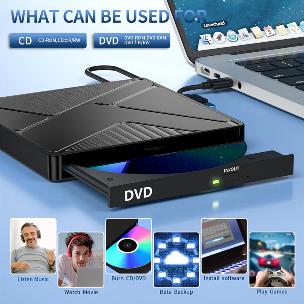 External CD VCD DVD Drive for Laptop USB 3.0 Type-C USB Portable Player