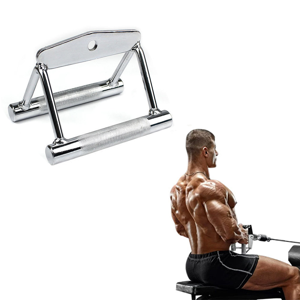 V-Grip Lat Pulldown Bar Non-Slip Rubber Grip Steel Attachment for Cable Pulley Systems Weight Workout Tool Silver