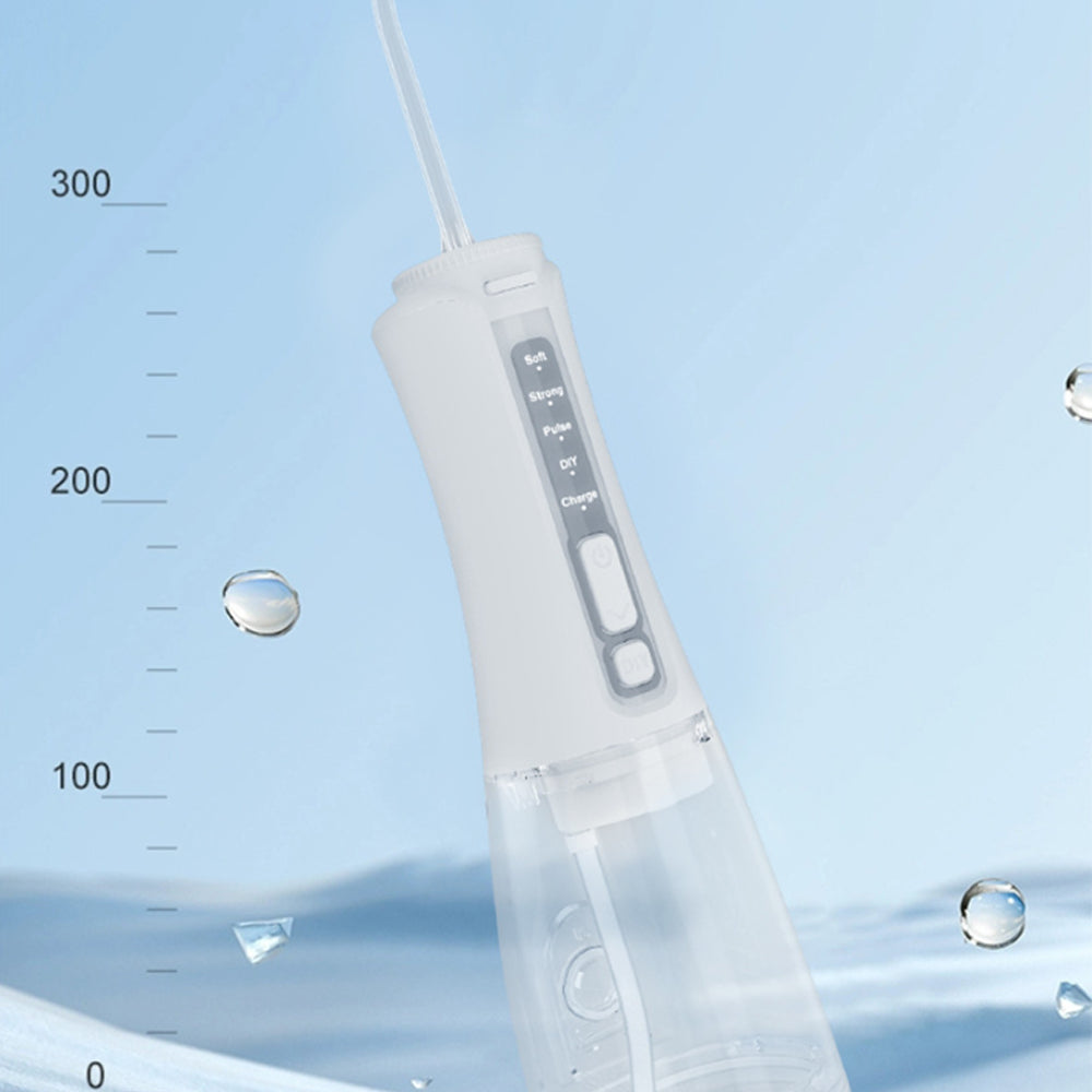 Cordless Electric Water Flosser Oral Irrigator Flosser Teeth Cleaner with 5 Nozzles White