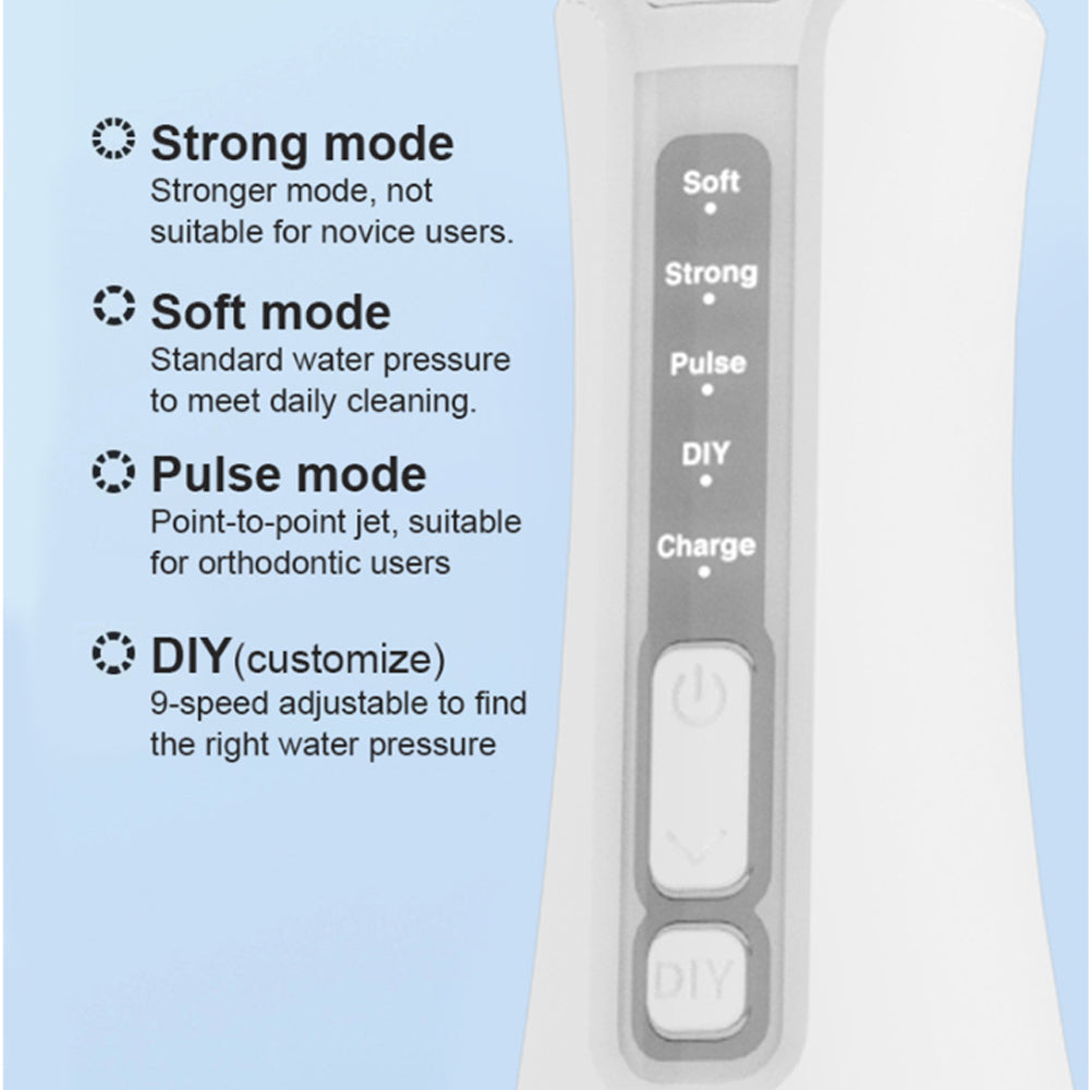 Cordless Electric Water Flosser Oral Irrigator Flosser Teeth Cleaner with 5 Nozzles White
