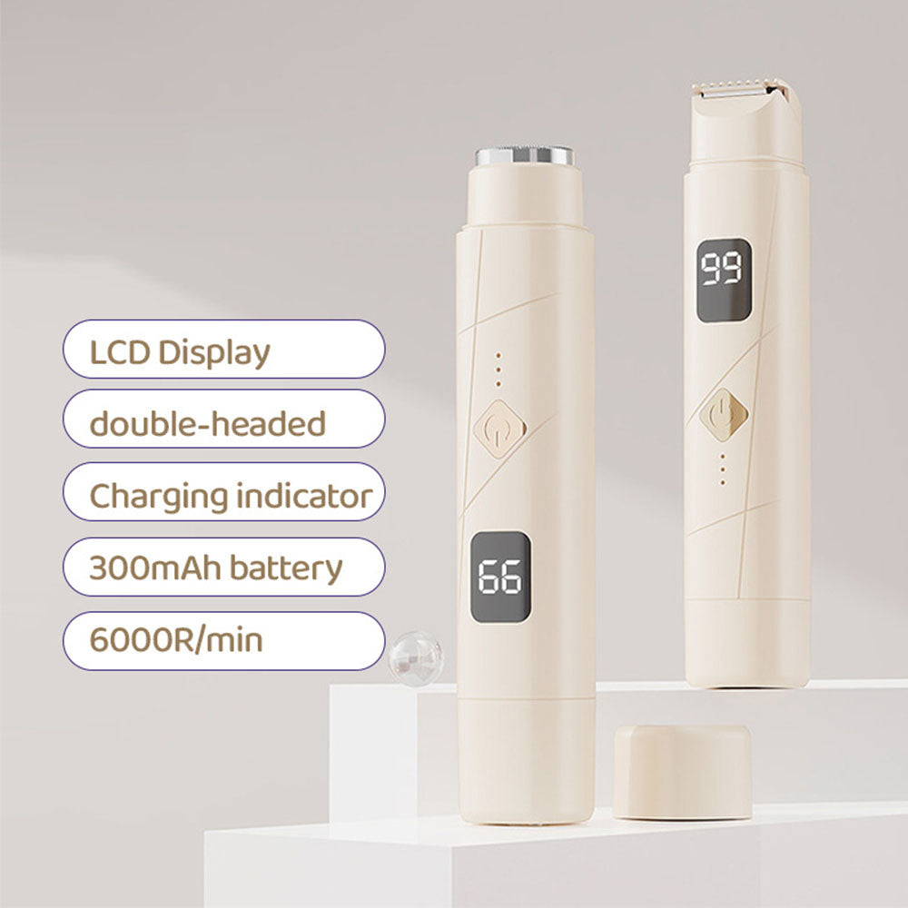 2 in 1 Women Electric Shaver Dual Head Bikini Trimmer Body Hair Trimmer Facial Hair Remover (Beige)