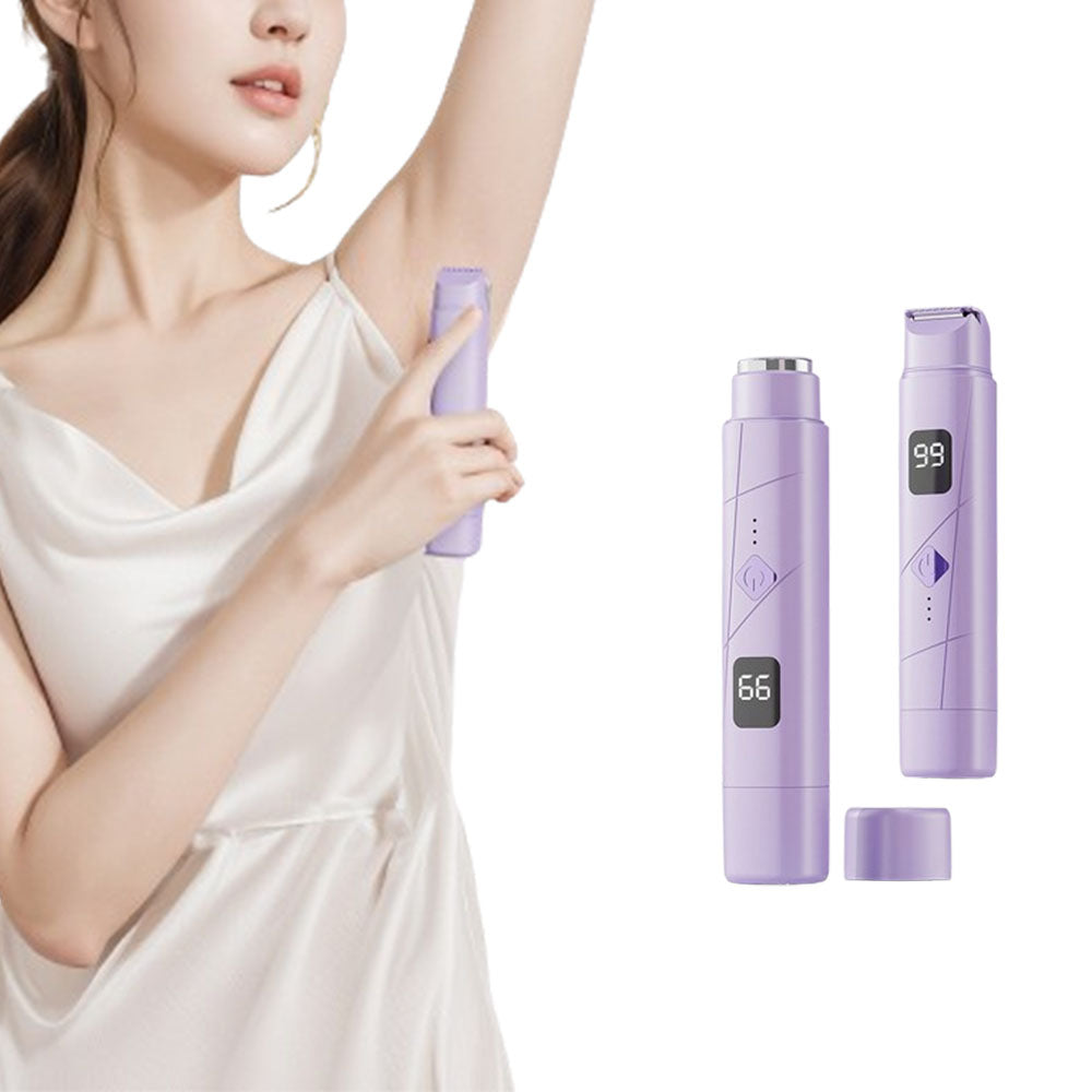 2 in 1 Women Electric Shaver Dual Head Bikini Trimmer Body Hair Trimmer Facial Hair Remover (Purple)