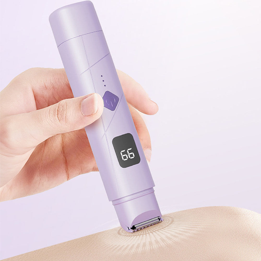 2 in 1 Women Electric Shaver Dual Head Bikini Trimmer Body Hair Trimmer Facial Hair Remover (Purple)
