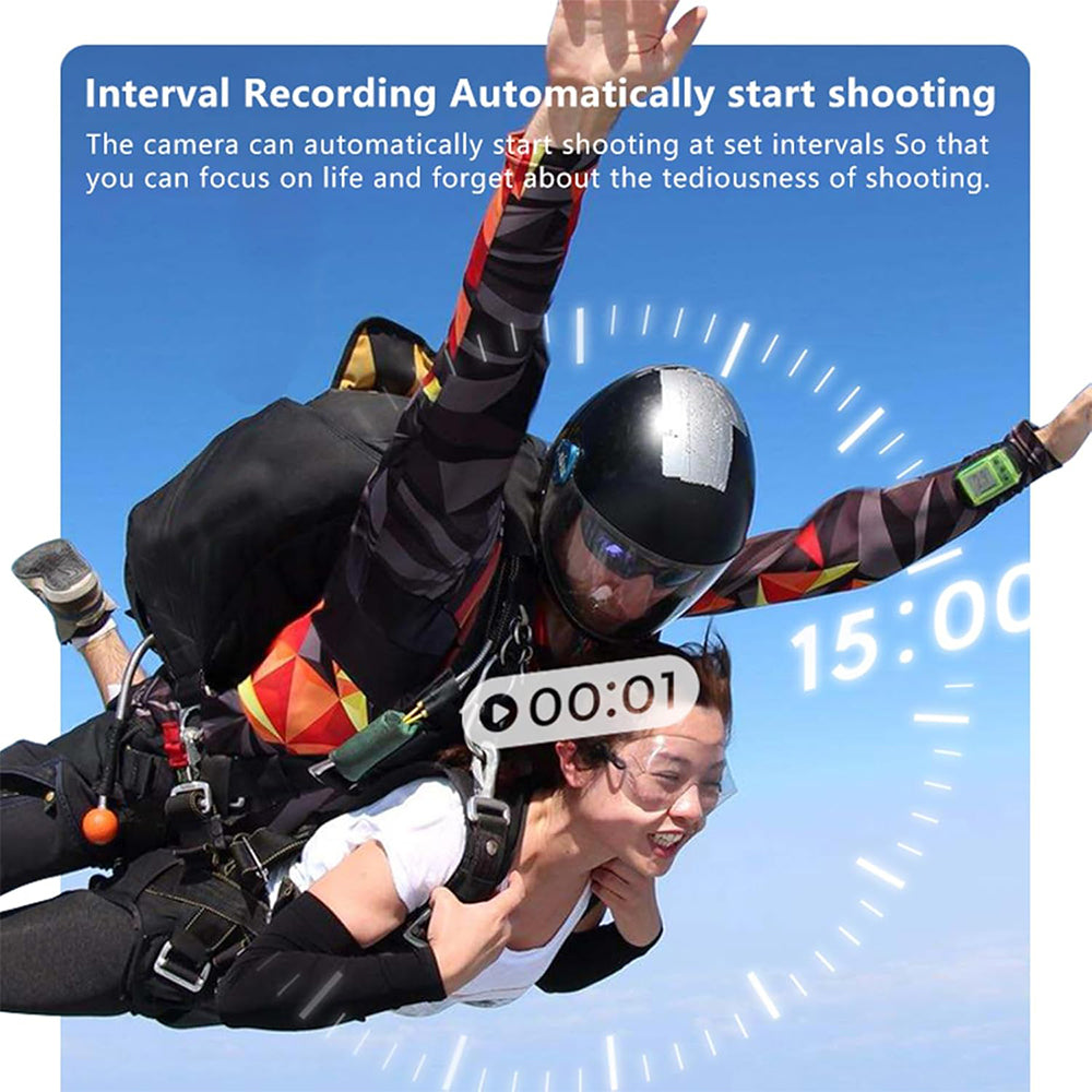 2K Thumb Action Camera Mini Body Camera 180-Degree Rotating Camcorder for Cycling Motorcycle Sports Vlogging Black