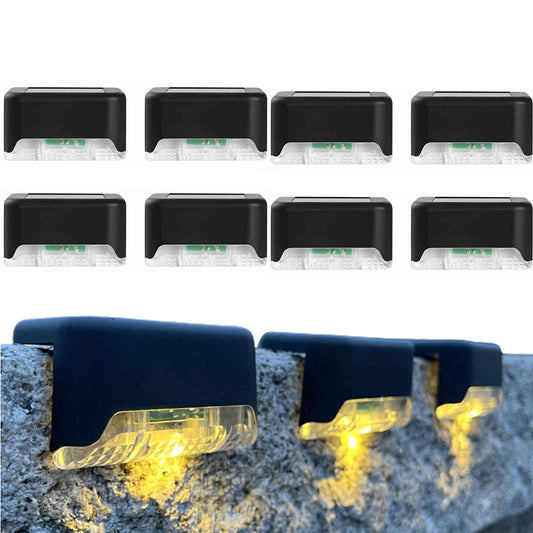 8Pcs Set Solar LED Deck Lights Outdoor Step Fence Lamp for Stairs Path Garden Patio Pathway