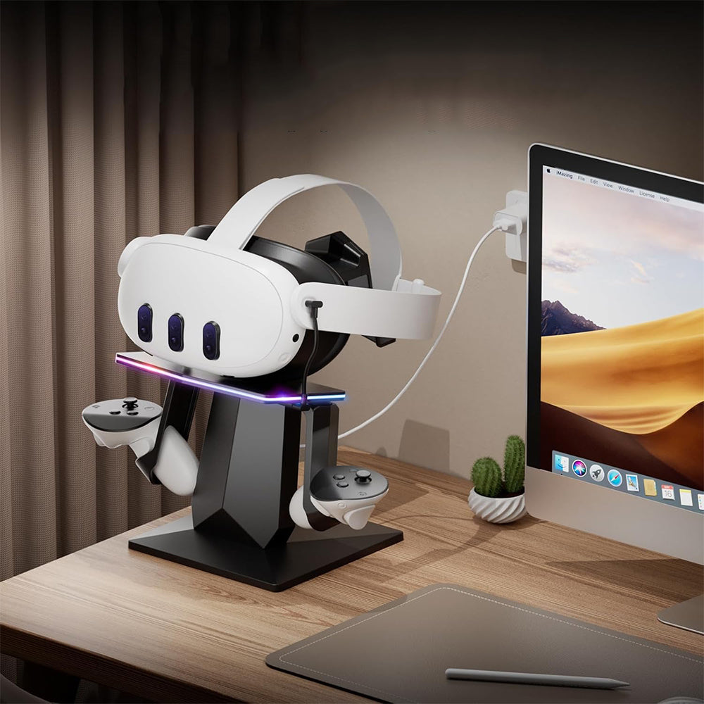 USB Powered RGB Charging Dock Vertical Charging Stand Compatible with Meta Quest 2/ Quest 3/Quest 3S