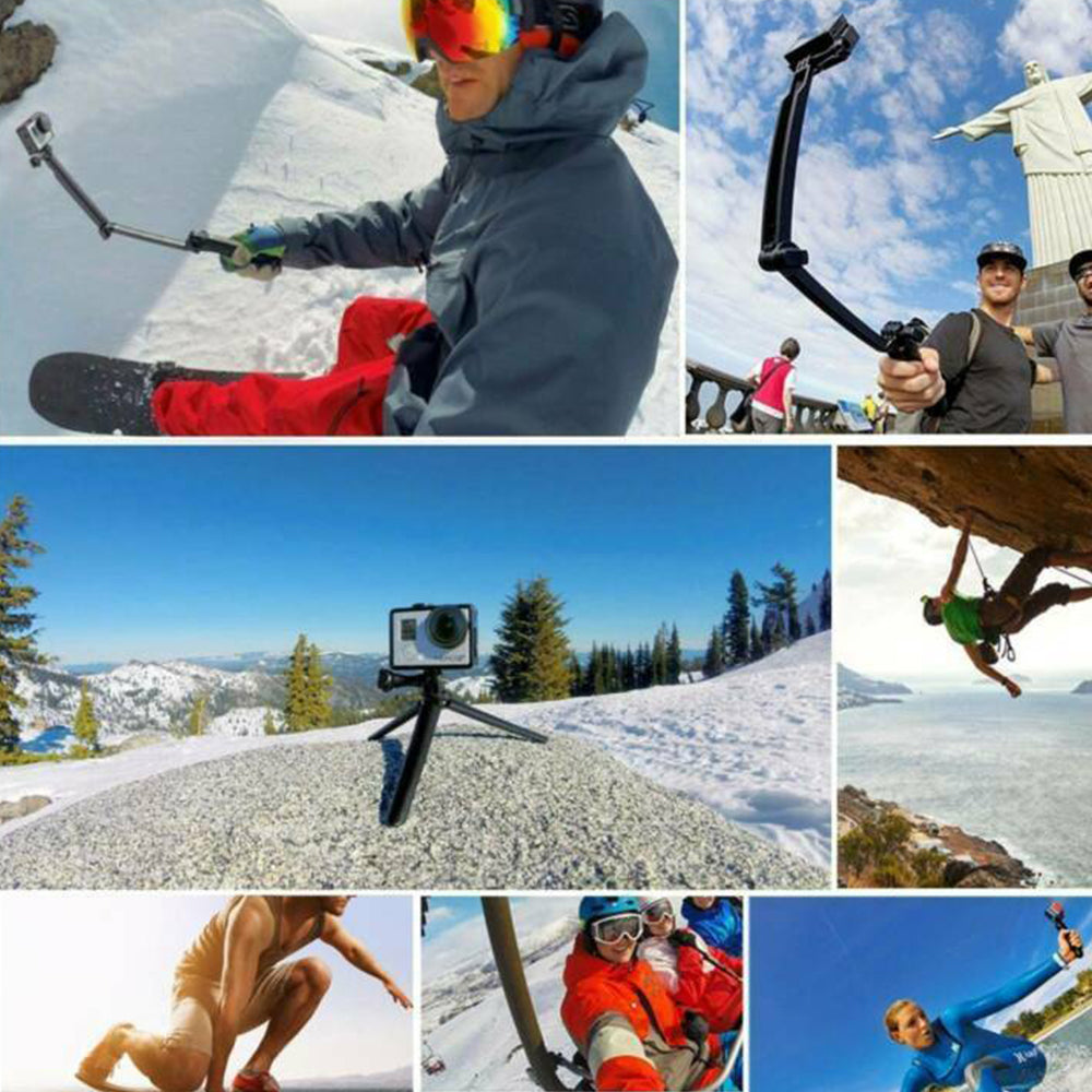 3-Way Folding GoPro Tripod 3-in-1 Selfie Stick Monopod Hand Grip Stand