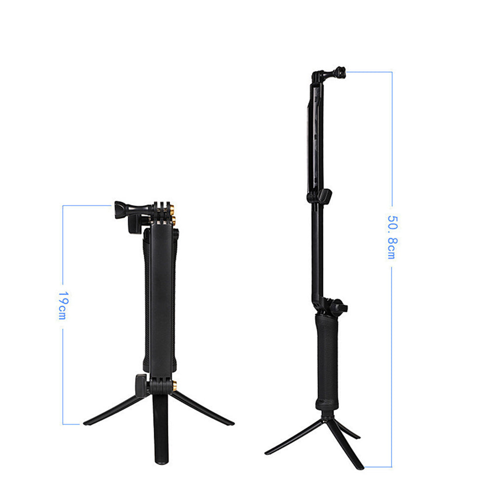 3-Way Folding GoPro Tripod 3-in-1 Selfie Stick Monopod Hand Grip Stand