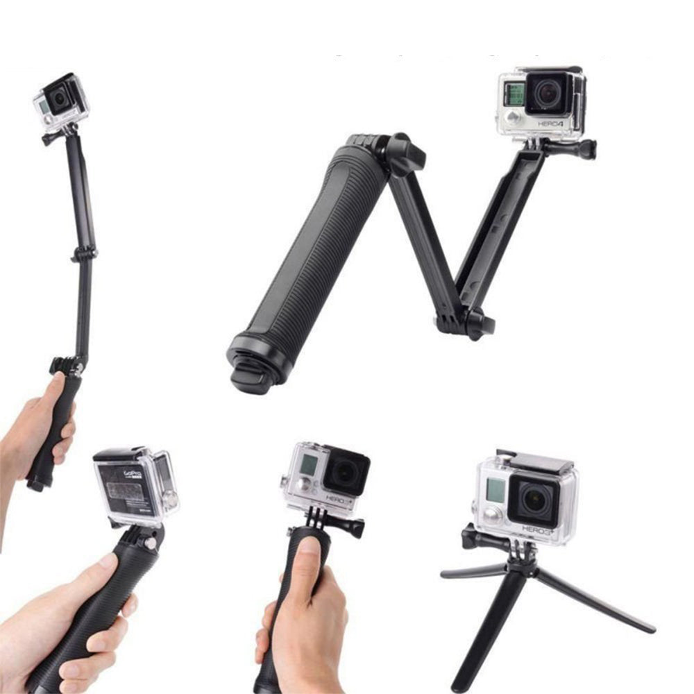 3-Way Folding GoPro Tripod 3-in-1 Selfie Stick Monopod Hand Grip Stand