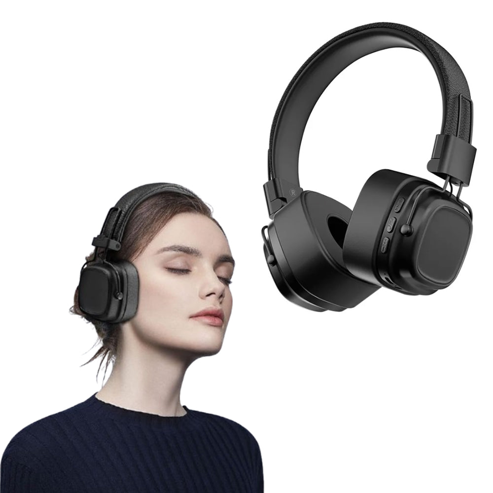 Foldable Wireless Bluetooth Headphone Classic Head-worn Stereo Headphone Black