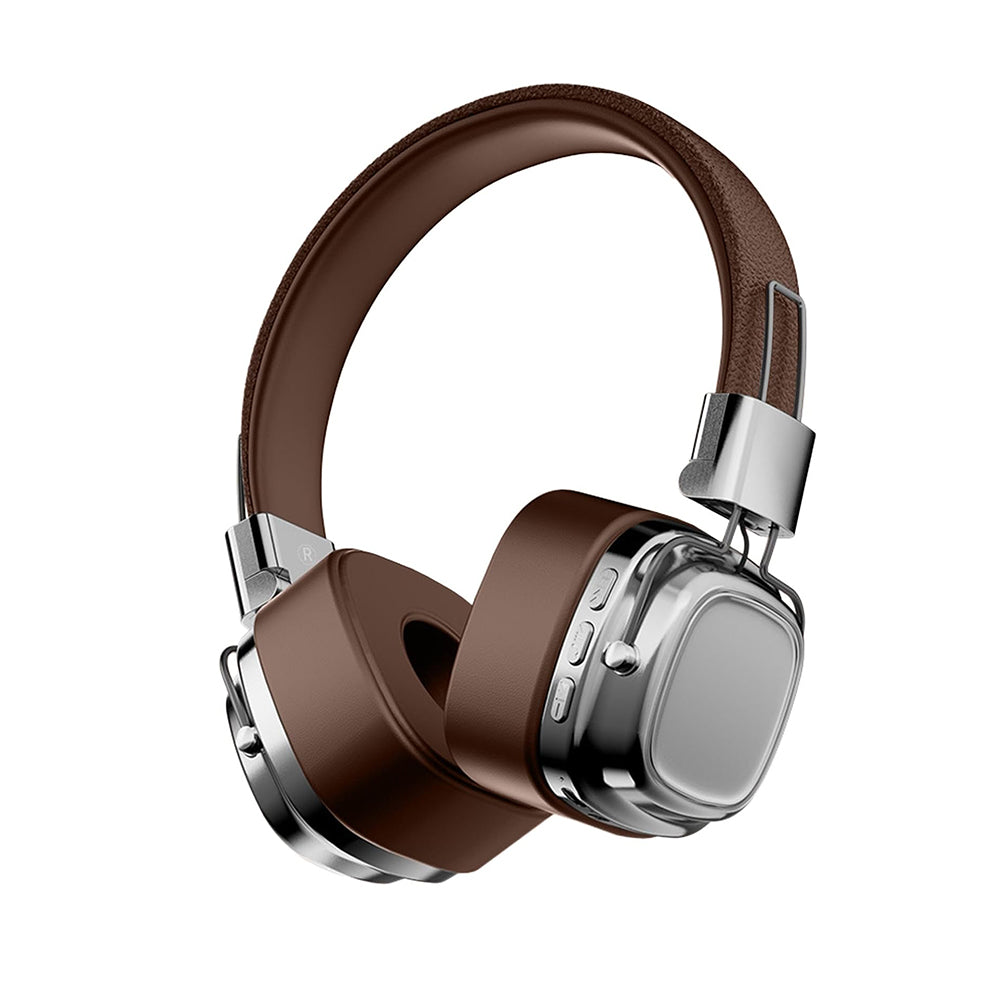 Foldable Wireless Bluetooth Headphone Classic Head-worn Stereo Headphone Brown