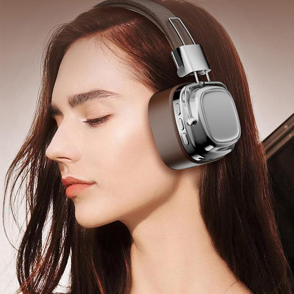Foldable Wireless Bluetooth Headphone Classic Head-worn Stereo Headphone Brown