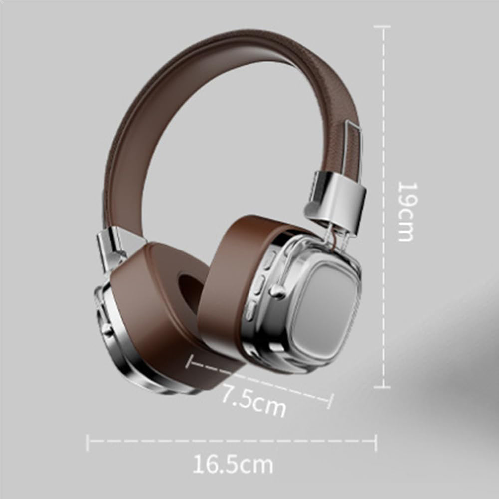 Foldable Wireless Bluetooth Headphone Classic Head-worn Stereo Headphone Brown