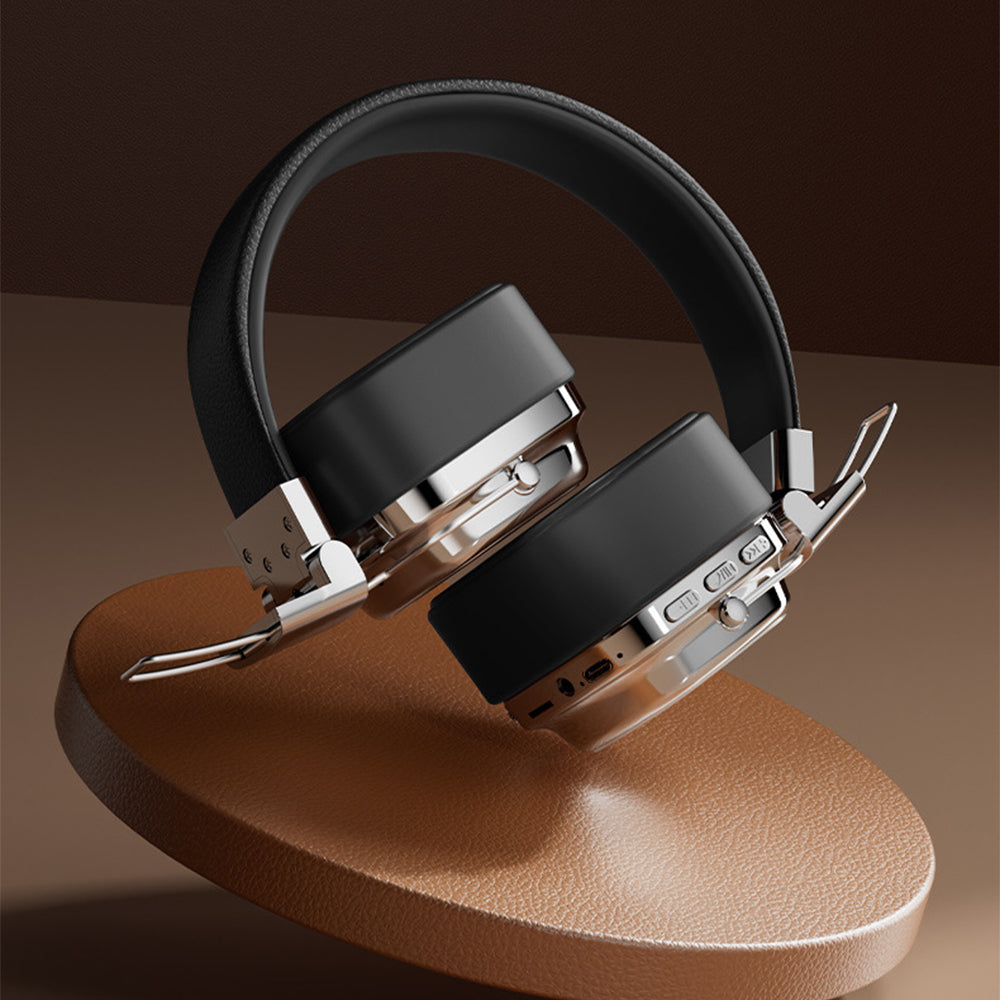 Foldable Wireless Bluetooth Headphone Classic Head-worn Stereo Headphone Silver