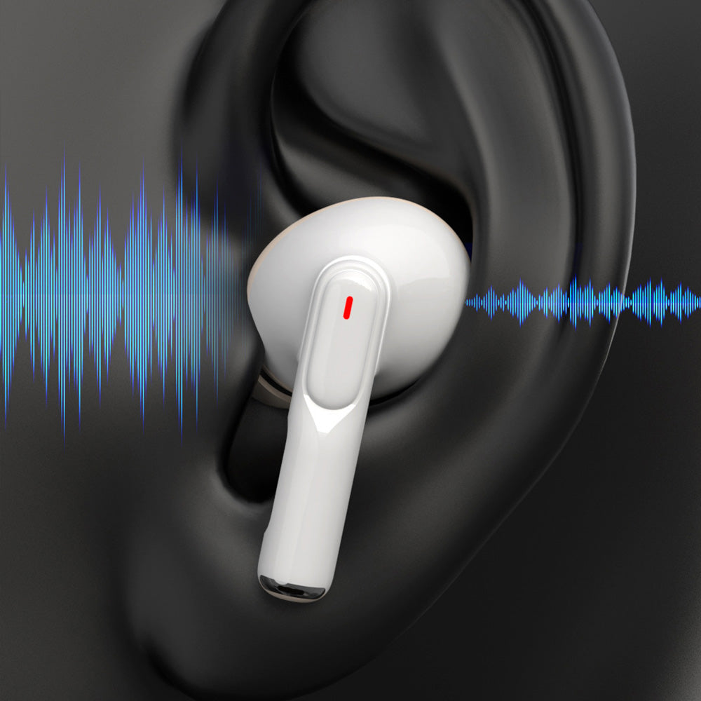 Touch Control Case Bluetooth Headphone Wireless Smart Earbuds with Digital Display White