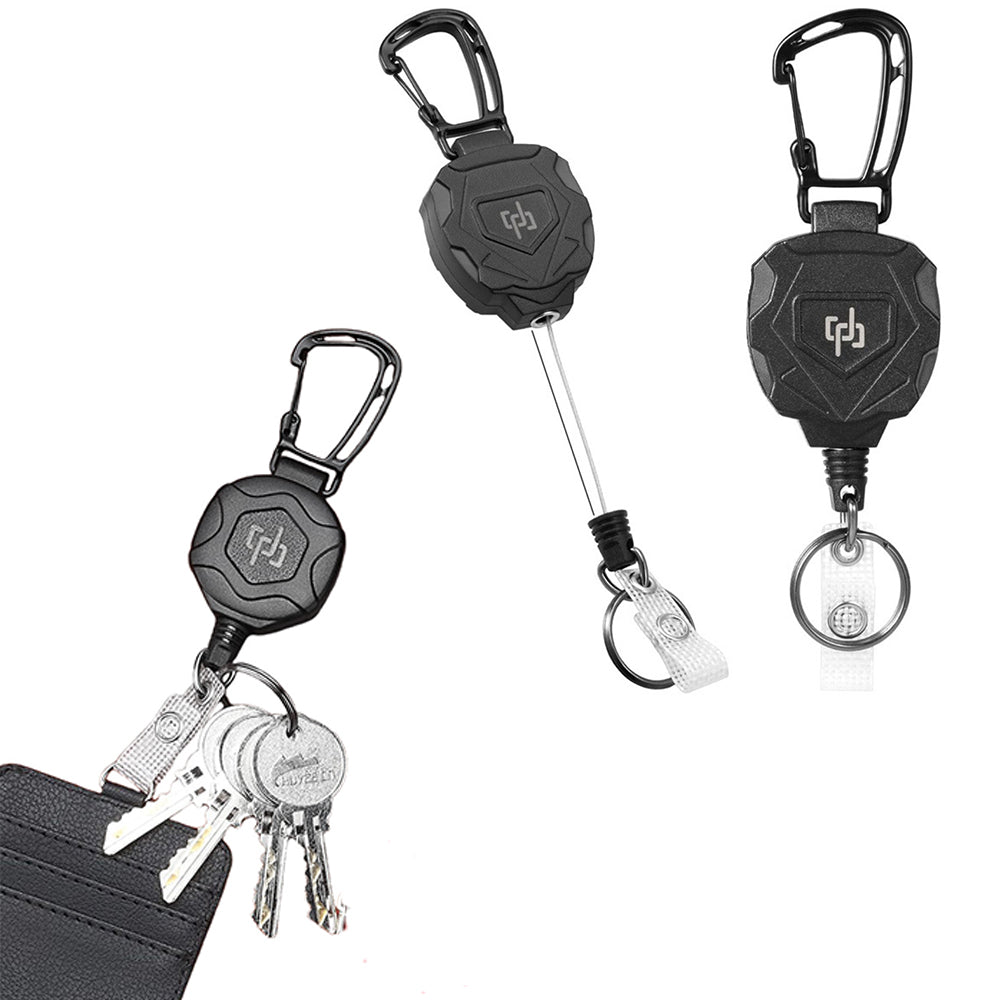 2 Pcs Retractable Keychain Carabiner Badge Key Holder