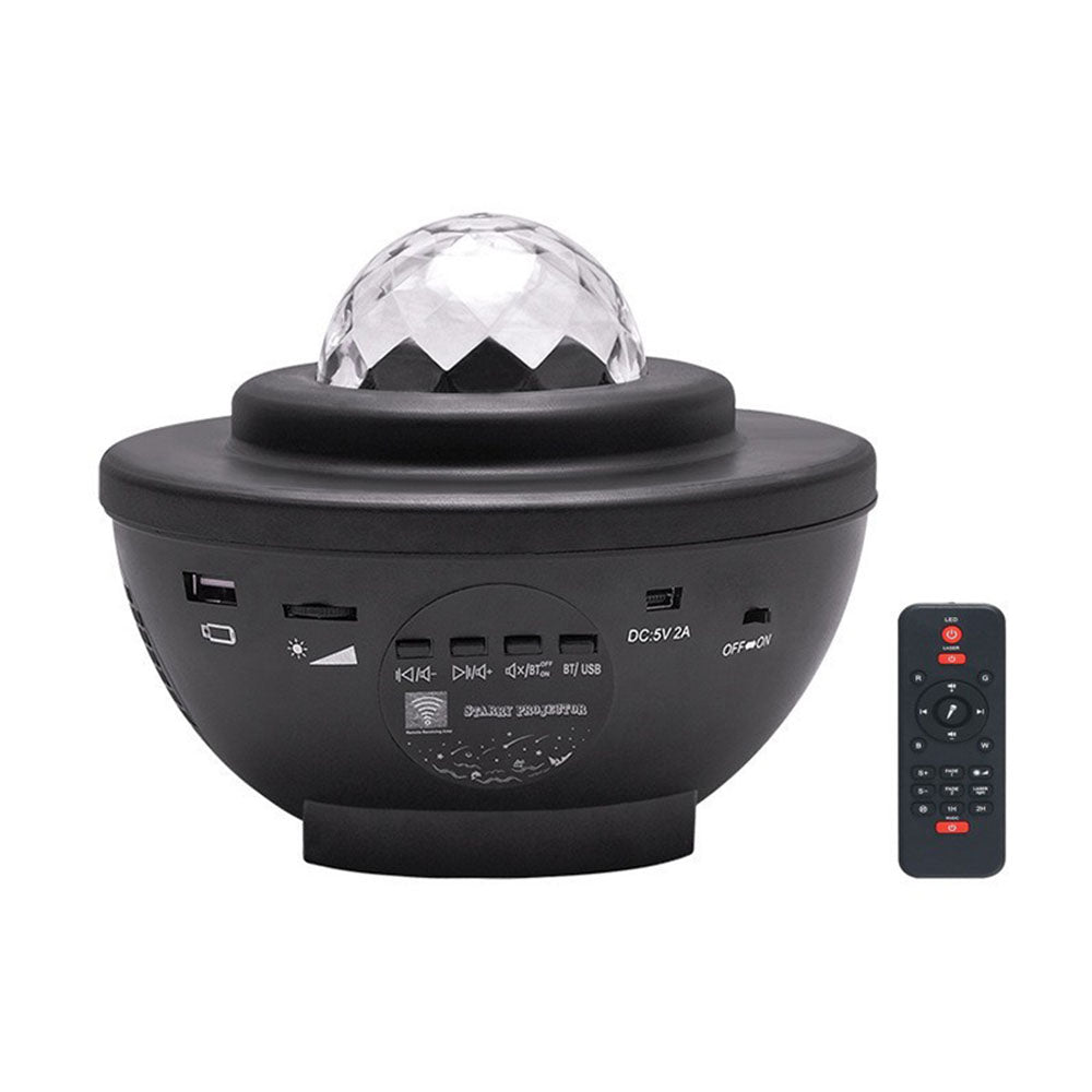 10-Lighting Color Star Projector Light with Bluetooth Music and Rotating with Water Ripple Effect Black