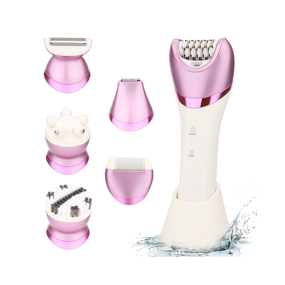 6-in-1 Painless Electric Shaver for Women Cordless Face Foot Body Hair Grooming Set Purple