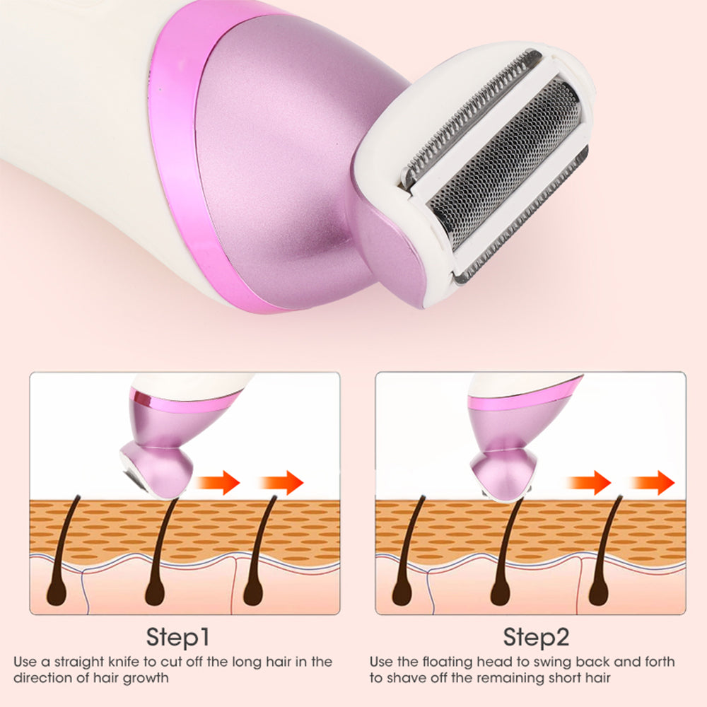 6-in-1 Painless Electric Shaver for Women Cordless Face Foot Body Hair Grooming Set Purple