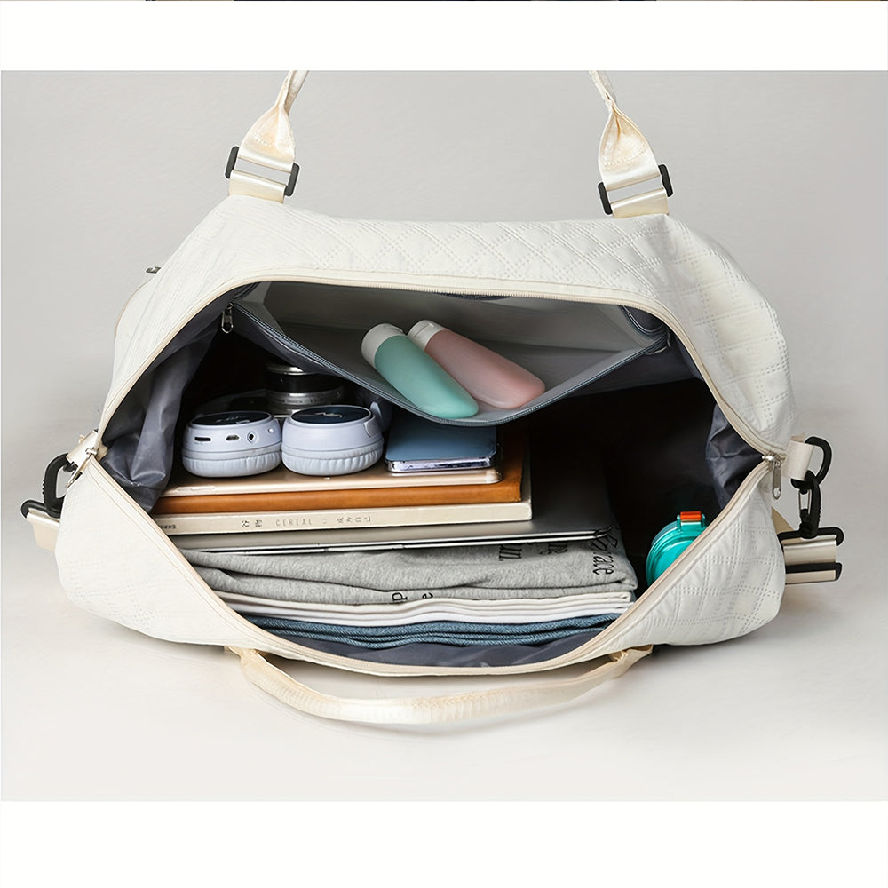 3 PCS Travel Duffle Bag Set with Shoe Compartment Beige