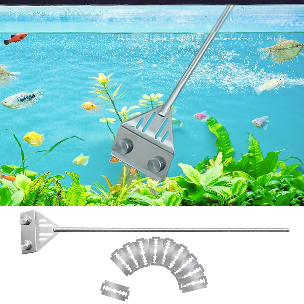 Algae Scraper for Glass Aquariums Fish Tank Cleaner with Replacement 10 Blades Cleaning Accessories