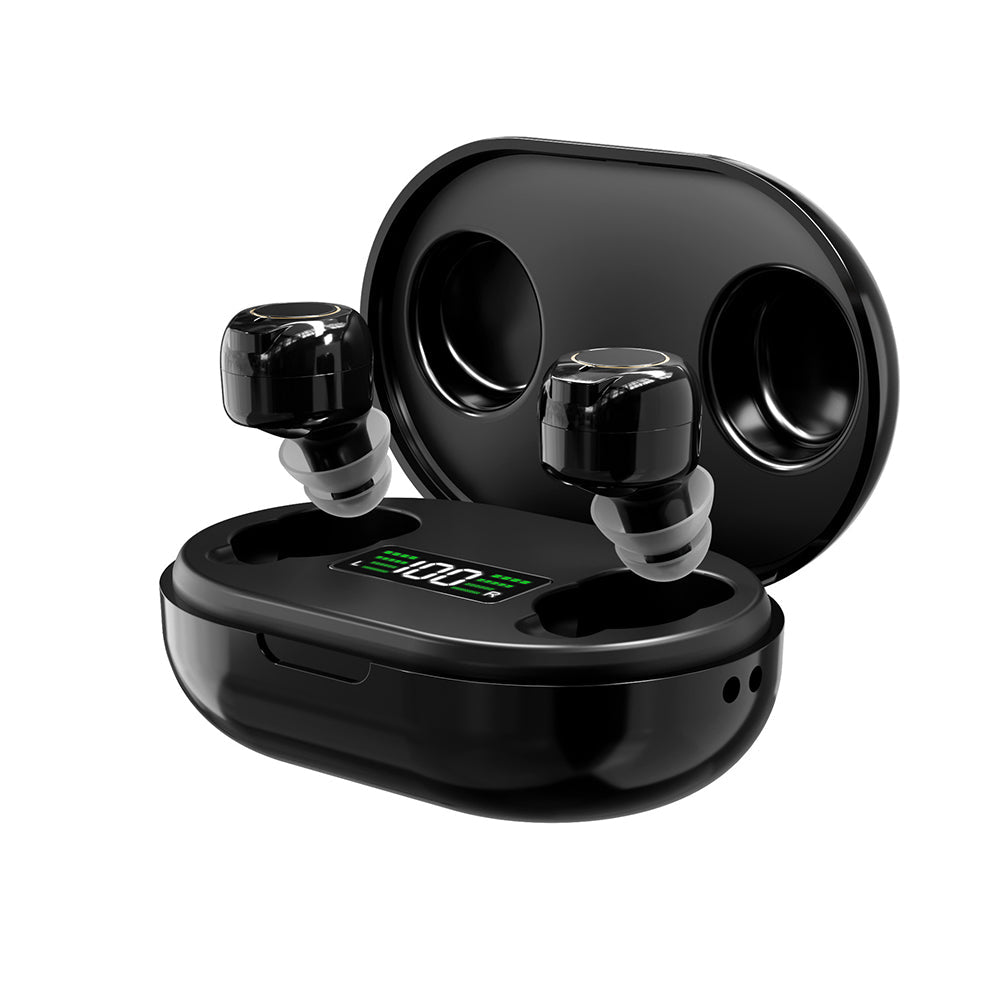 Hearing Aids with LED Power Display Charging Case Rechargeable Hearing Amplifiers for Seniors Black
