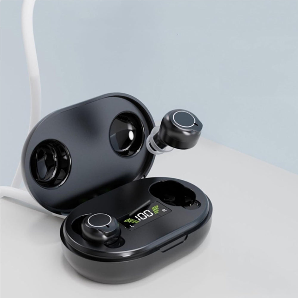 Hearing Aids with LED Power Display Charging Case Rechargeable Hearing Amplifiers for Seniors Black