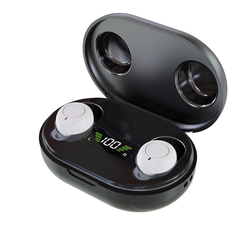 Hearing Aids with LED Power Display Charging Case Rechargeable Hearing Amplifiers for Seniors White