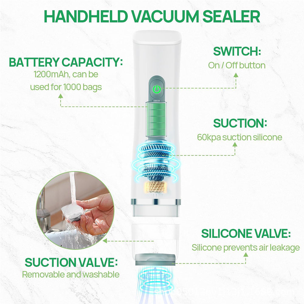 Portable Handheld Compact Vacuum Sealer Machine with 30 Reusable Bags