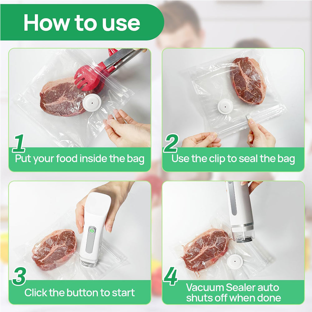Portable Handheld Compact Vacuum Sealer Machine with 30 Reusable Bags