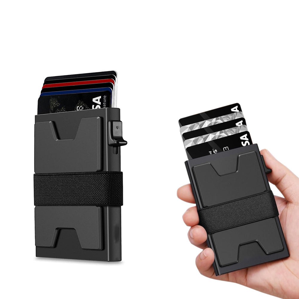 RFID Blocking Card Holder for Men Minimalist Metal Pop Up Wallet