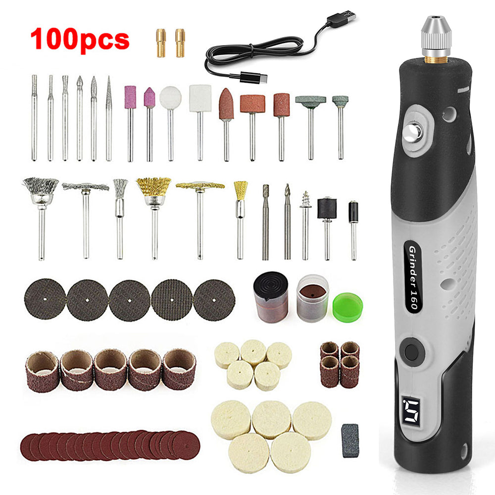 Mini Cordless Rotary Tool Kit for Polishing with 100 Accessories Black Green Grey