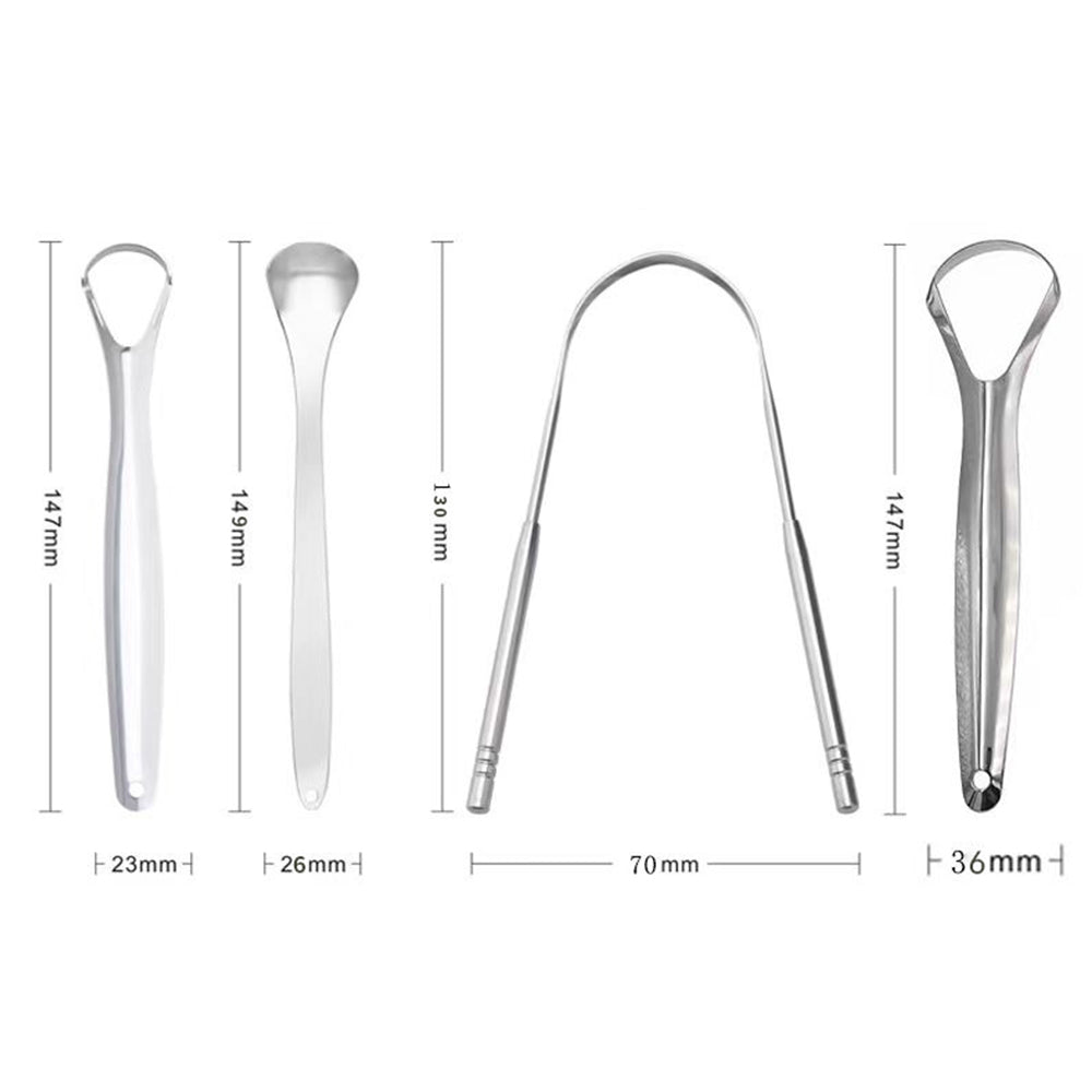 4Pcs Set Tongue Scraper with Storage Case Stainless Steel Tongue Cleaner for Oral Hygiene