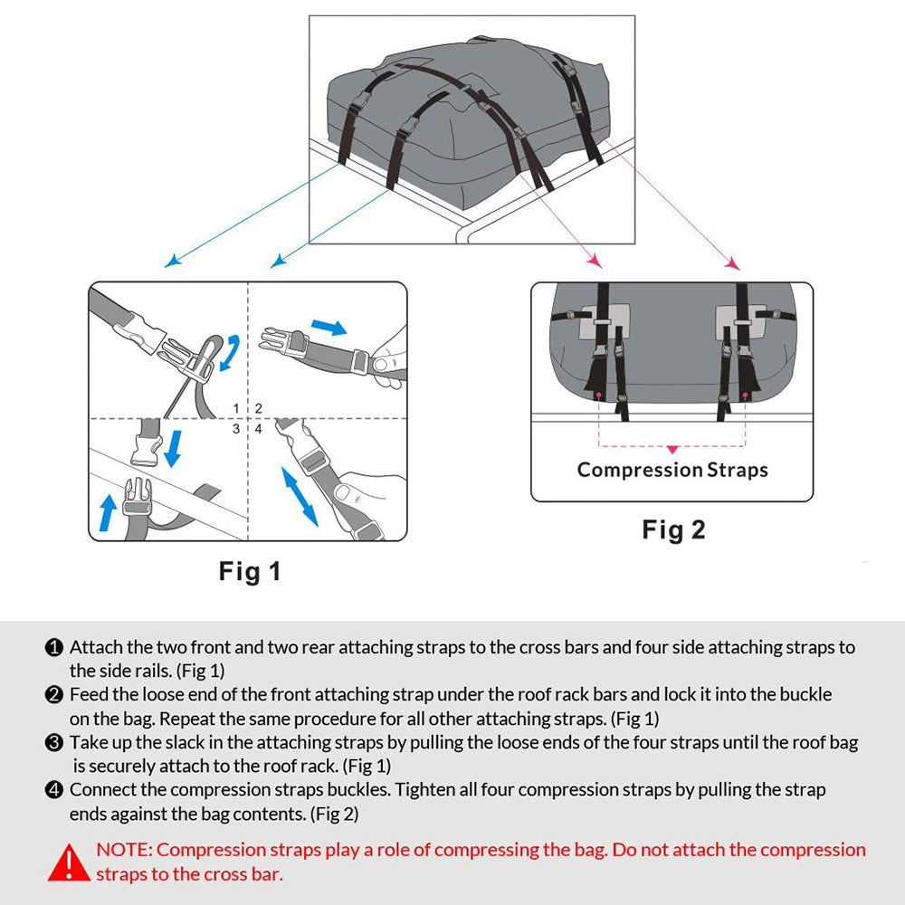 425L Car Roof Bag with Anti-Slip Mat Water-Resistant Rooftop Cargo Carrier Luggage Storage Bag